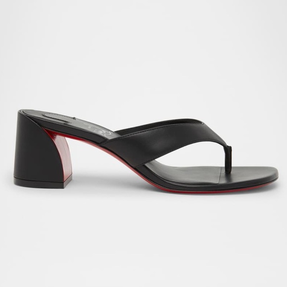 Christian Louboutin 55mm Jane Tonga Leather Slide Sandals in Black